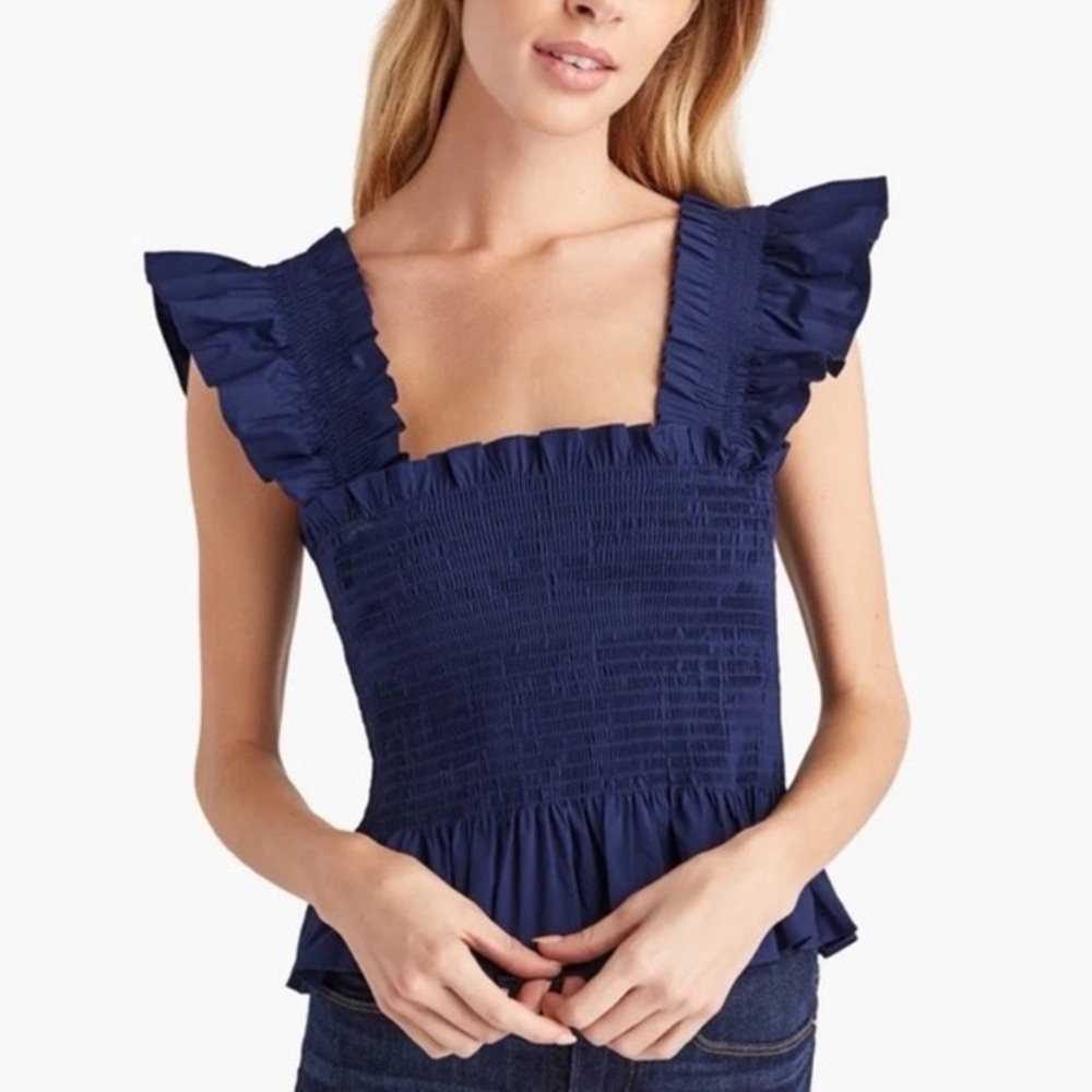NWT Hill House Home Paz Top Navy Cotton Size Medium